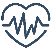 Blue lines health care logo with heart and waves - The Das Law Firm