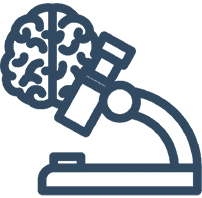 Logo with blue lines presenting brain and microscope - The Das Law Firm