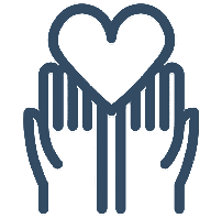 A logo represents charity hands and a heart - The Das Law Firm