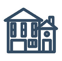 Logo of house made up with blue lines - The Das Law Firm