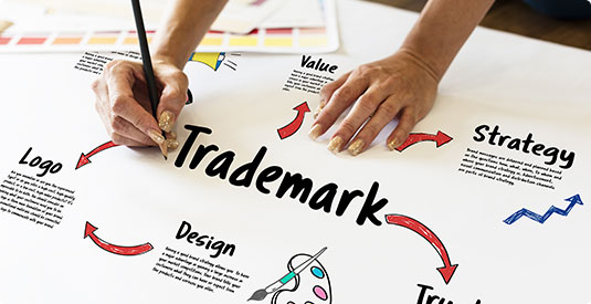 A logo with the words Trademarking Your Business - The Das Law Firm