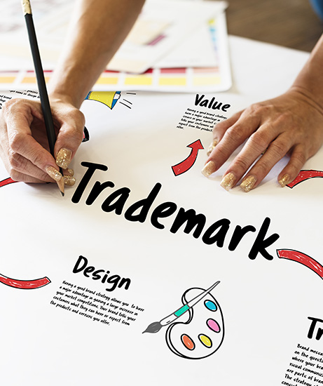 A logo with the words Trademarking Your Business - The Das Law Firm